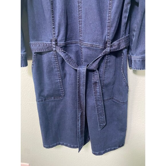 Liz Claiborne Women's Dark Wash‎ Denim Long Sleeve Dress with Tie Size 10 - Picture 3 of 9